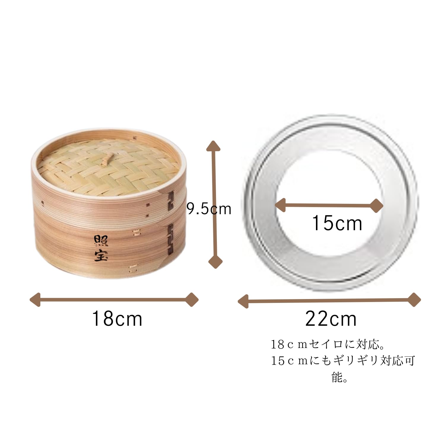 Amazon | 照宝杉せいろ・ステンセイロ蒸し板セット 18cm | 横浜